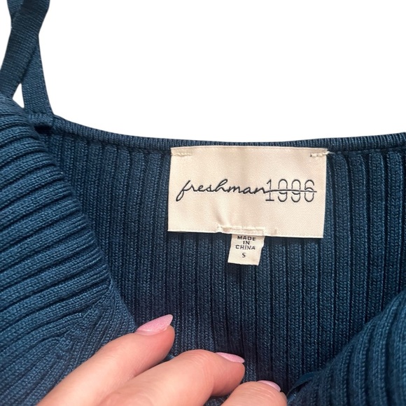 Urban Outfitters Freshman 1996 Knitted Sweater Navy Sleeveless Dress Size - Picture 2 of 4